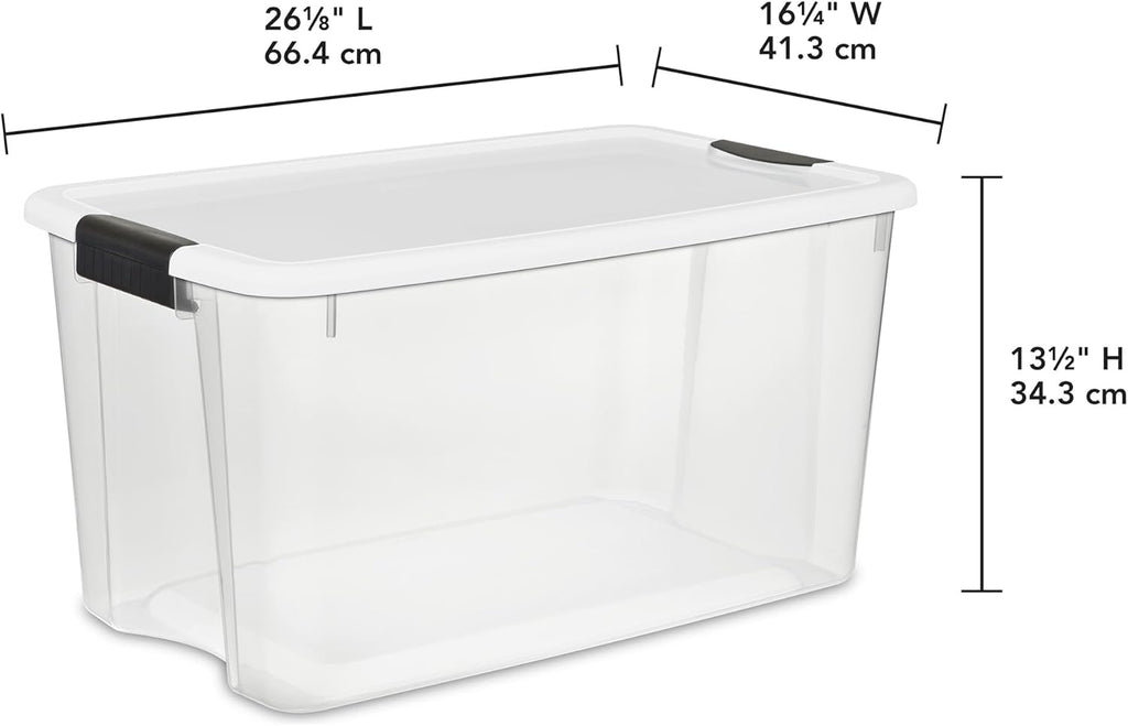 Sterilite 20-Pack Ultra Latching Storage Bins - Clear Plastic, 70 Quart Heavy-Duty Organizers for Home & Office