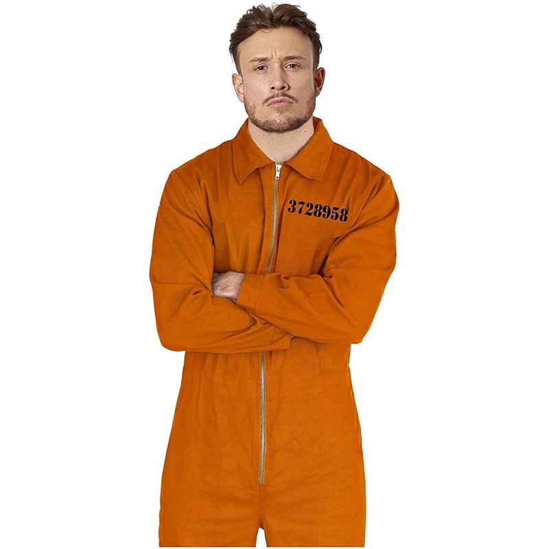 Adult Men's Orange Prisoner Jumpsuit Costume L Halloween Party Cosplay Variation of THIS listing