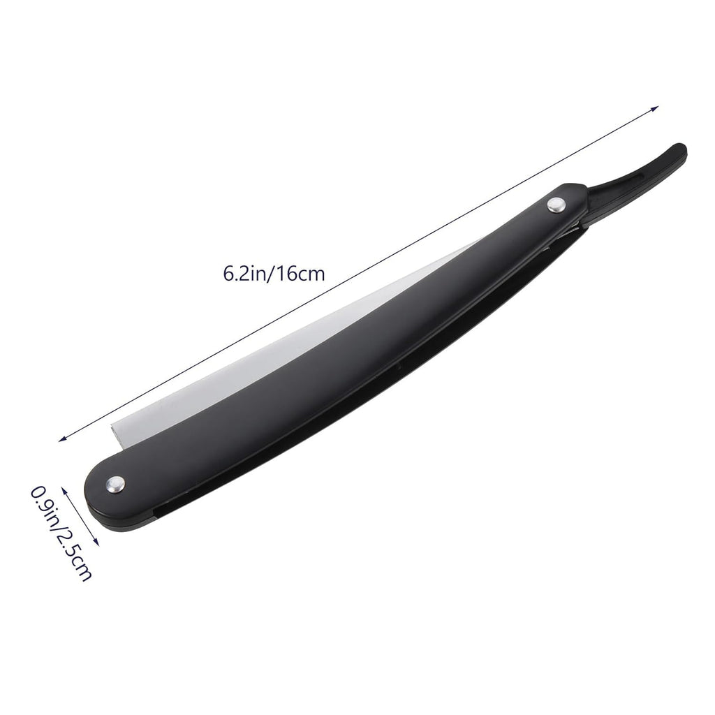 Uonlytech Manual Straight Edge Razor - Portable Black Barber Blade for Precise Shaving & Beard Styling