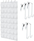 GORILLA GRIP Over The Door Shoe Organizer - 35 Large Breathable Mesh Pockets | Space-Saving Storage 68.5H x 24.5W White