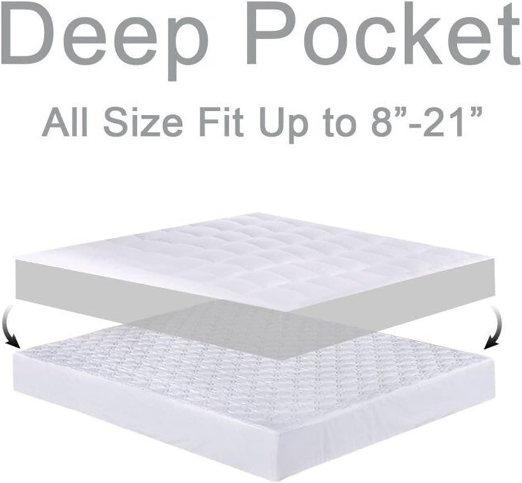 Regine Switzerland Queen Mattress Topper - Extra Thick Plush Pillow Top for Back Pain Relief
