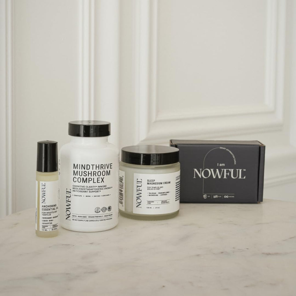 Wellness in Action Kit - Daily Ritual Set with Affirmation Cards, Essential Oil & Sleep Balm for Mindfulness