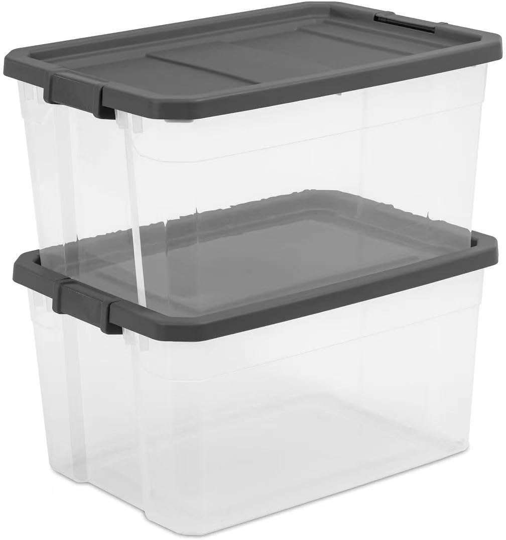 Skiennix 76 Quart Clear Plastic Storage Bins - Durable Latch Lid Containers for Office & Garage Organization