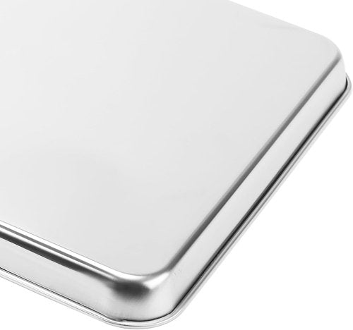 LEXININ Stainless Steel Baking Sheets - 4-Piece Cookie Pan Set, 17 x 12 x 1 Inch, Silver Finish