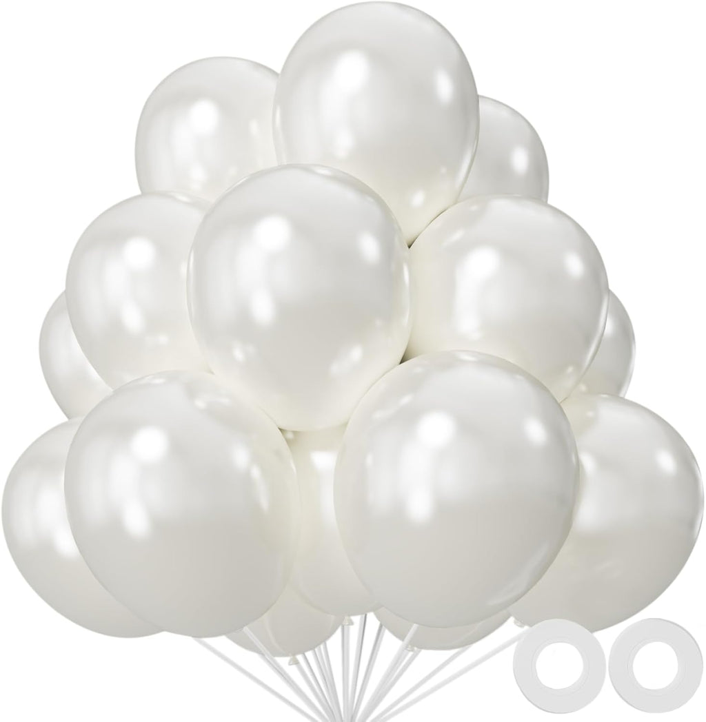 Pearl White Latex Balloons by [Brand Name] - 110pcs 12-Inch Balloons for Birthday Parties & Baby Showers