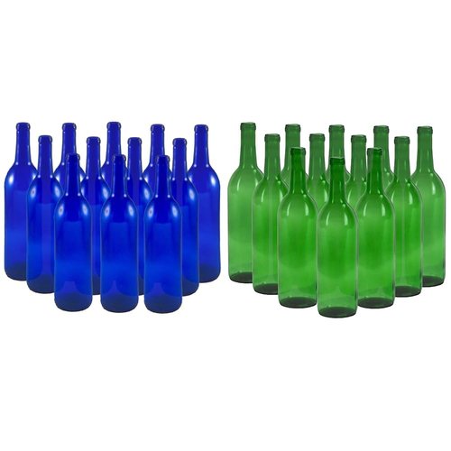 FastRack Wine Making Bottle Bundle (12 Cobalt Blue + 12 Green) | 24 Bottles