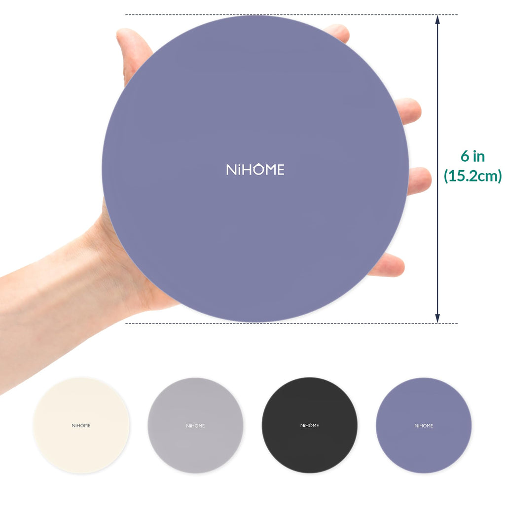 NIHOME Silicone Jar Opener – 6 Inch Large Anti-Slip Grip Pads, Premium 100% Food-Grade Silicone, Stylish Designer Colors, Multi-Purpose Heat-Resistant Mat & Coaster, Set of 4