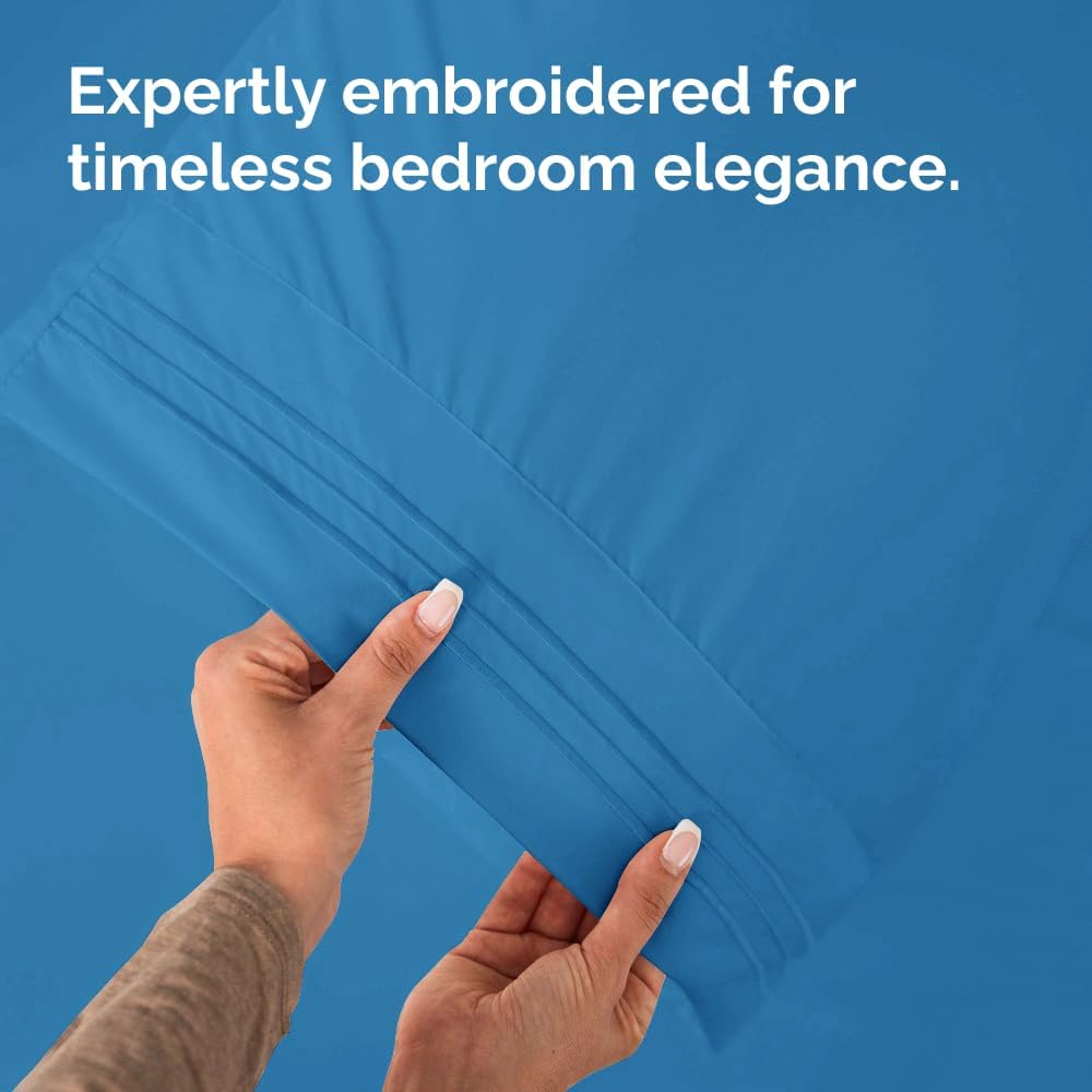 Queen Pillow Cases by [Brand Name] - Ultra Soft Hotel Quality Covers | Wrinkle-Free, Stain-Resistant - Denim Blue, Set of 2