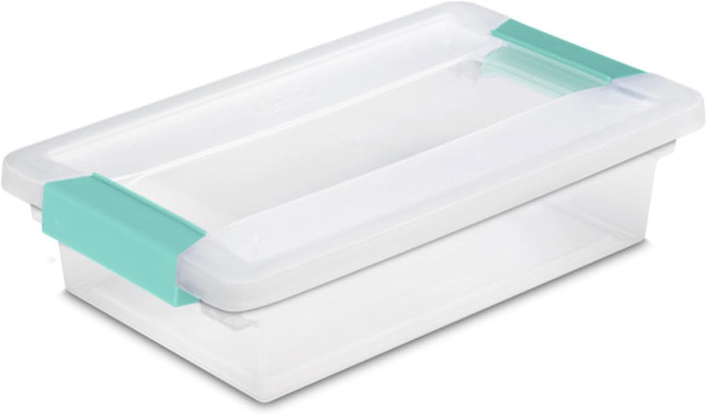 Sterilite 6-Pack Clip Box | Stackable Clear Plastic Bins with Latching Lids for Home & Office Storage
