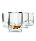 Huckberry Whiskey Peaks Iconic Mountain Bar Glasses, 11.5 oz Capacity, Lead-Free Crystal, Grand Tetons, Set of 4 Cups