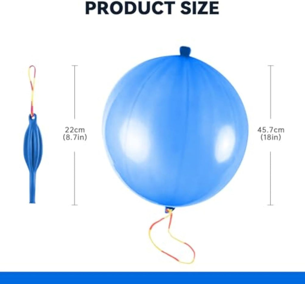 Punch Balloons - 26 Heavy-Duty Colorful Punching Balloons with Rubber Band Handle for Outdoor Games & Parties