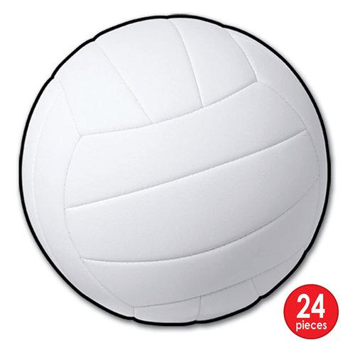 Beistle Pack of 24 Volleyball Cutouts, Wall Decorations for Team Sports Party, Pep Rally, Sports Themed Party Decor, Beach Party Supplies 13.5"