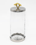 Godinger Canister Storage Container, Glass Storage Canister, Marble with Silver Band - 4x8