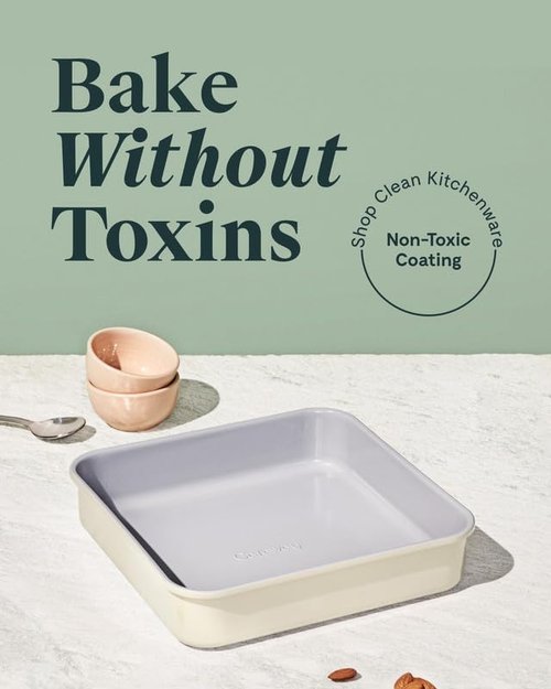 Caraway Non-Stick Ceramic 9” Square Pan - Naturally Slick & Non-Toxic - Ideal for Brownies, Cakes & More - Black