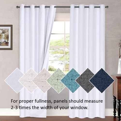 H.VERSAILTEX Blackout Curtains for Living Room Darkening Thermal Insulated Panels 84 Inch Long Light Blocking Grommet Curtains/Drapes, 2 Panels, Vintage Classical Floral Printing Bluestone and Taupe