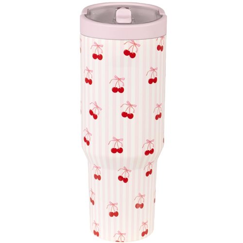 HydroJug Sport - Stainless Steel Tumbler with Straw, Vacuum Insulated, 40oz Leakproof Water Bottle, Ergonomic Design, Reusable, Dishwasher Safe, Rubber Base, Durable for Gym or Outdoors, Sweet Cherry