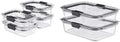 Rubbermaid Brilliance Glass Food Storage Containers - 8-Piece Set, BPA Free & Leak Proof, Clear/Grey