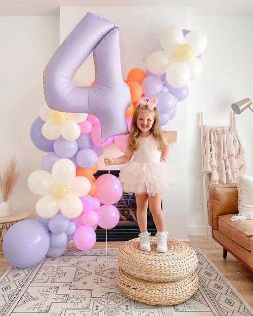 40 Inch Large Number Balloons by [Brand Name] - Cream Purple 4 Balloons for Birthdays & Graduations