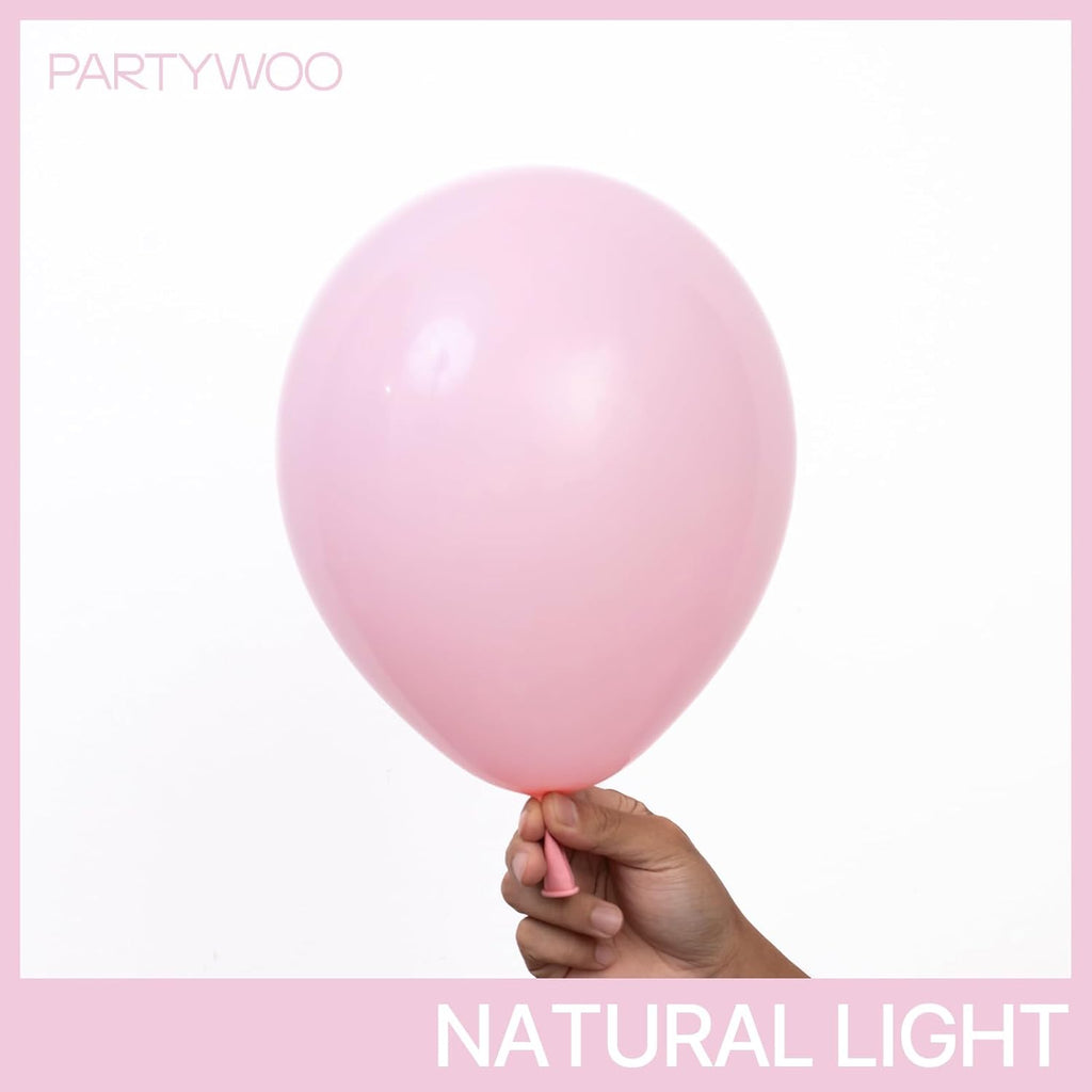 PartyWoo Light Pink Balloons - 100 Pcs Pastel Balloon Arch Kit for Baby Showers & Birthdays | Various Sizes 5-36 Inch