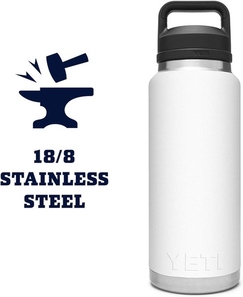 YETI Rambler 36 oz Bottle, Vacuum Insulated, Stainless Steel with Chug Cap, Navy