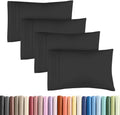 Skiennix Standard Pillow Cases Set of 4 | Ultra Soft Hotel Quality Covers - Machine Washable Black