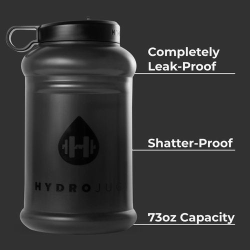 HydroJug Half Gallon Water Bottle - Refillable & Leakproof 73oz Jug With Carry Handle - BPA Free, Black (Pro Jug V2)
