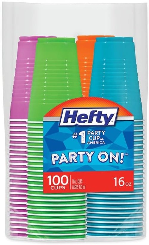 Hefty Easy Grip Disposable Plastic Party Cups - 16 Oz, Assorted Colors, 400 Count Total