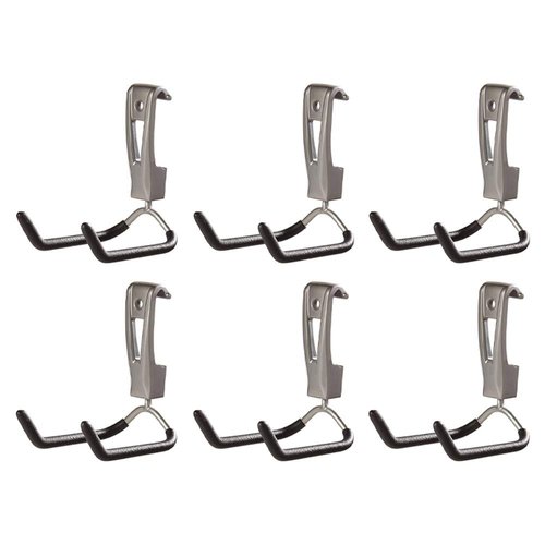 Rubbermaid Fasttrack Wall Mounted Garage Storage Utility Multi Hook for Tools, Chairs, Hose, Equipment, and Other Items, Supports 25 Lbs Each (6 Pack)