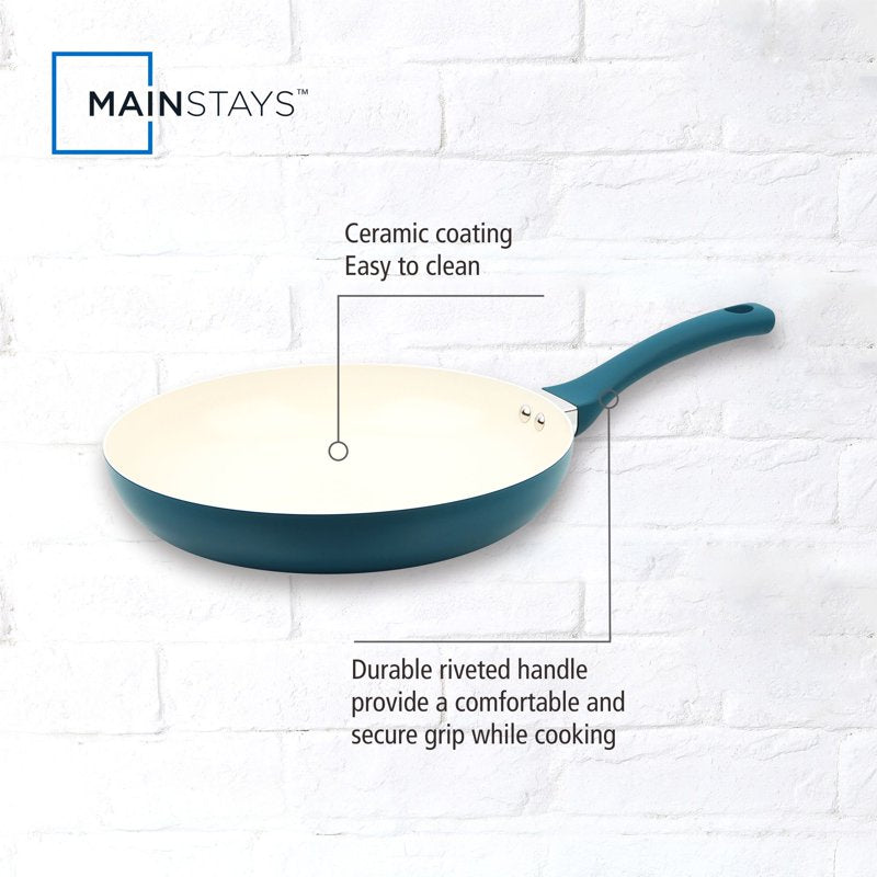 Ceramic Nonstick Aluminum Frypan Set - 3-Piece, Blue
