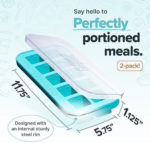 Souper Cubes Silicone Freezer Molds - Ideal for Storing Garlic, Herbs, and Purees - Aqua | 2-Pack