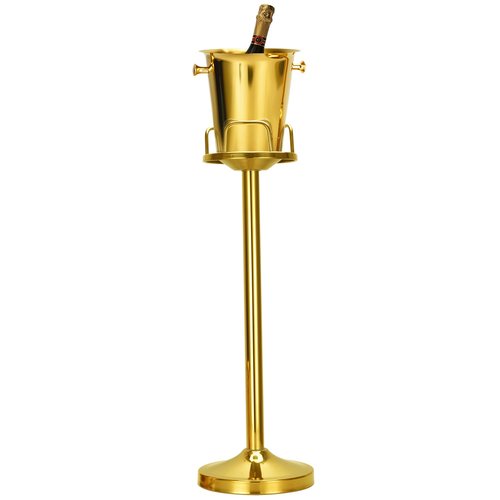 Champagne Ice Bucket with Stand Stainless Steel Wine Bucket on Stand Ice Cube Chiller Container Standing Ice Bucket for Party Wedding Beer Ktv BBQ Club Bar