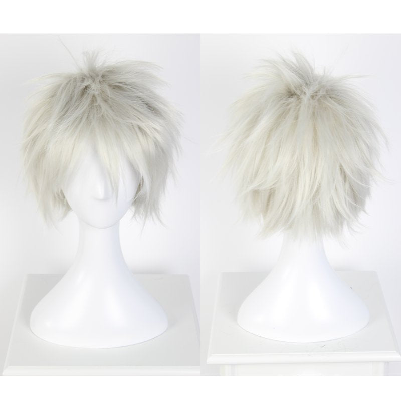12" Light Grey Curly Human Hair Wig with Adjustable Cap