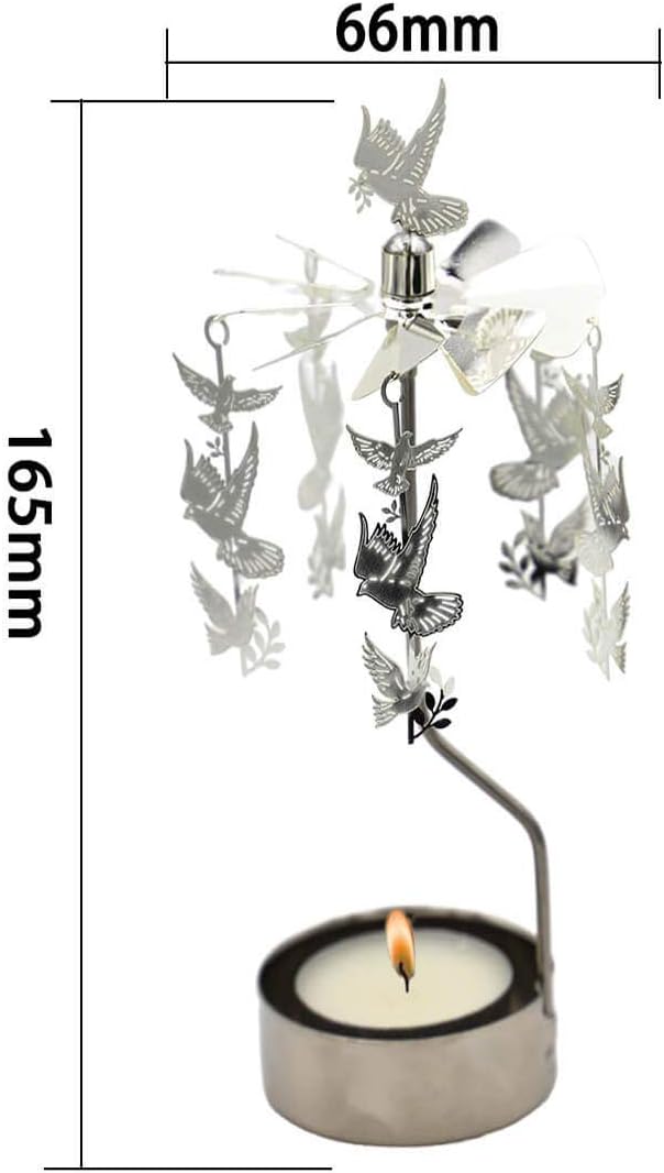 Skiennix Rotary Candle Holder - Elegant Spinning Metal Design | Small Dove of Peace Gift