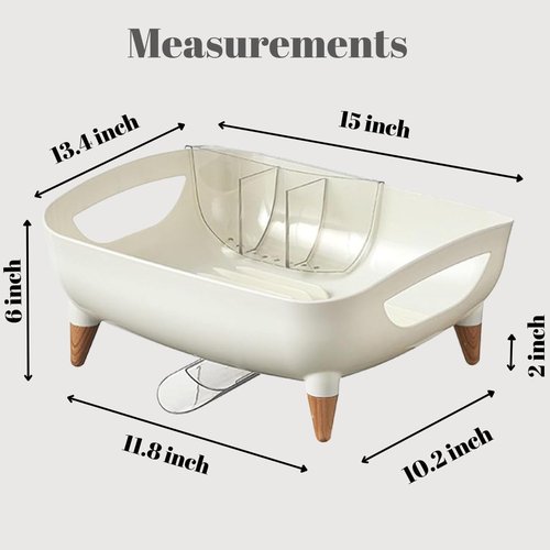PookSter Dish Drying Rack, Modern Sink Drainer with Strainer extenable spout, Pots & Pans, Space Saving Kitchen Dish Racks, Kitchen Counter Dish Drainer Off White escurridor de cocina platos