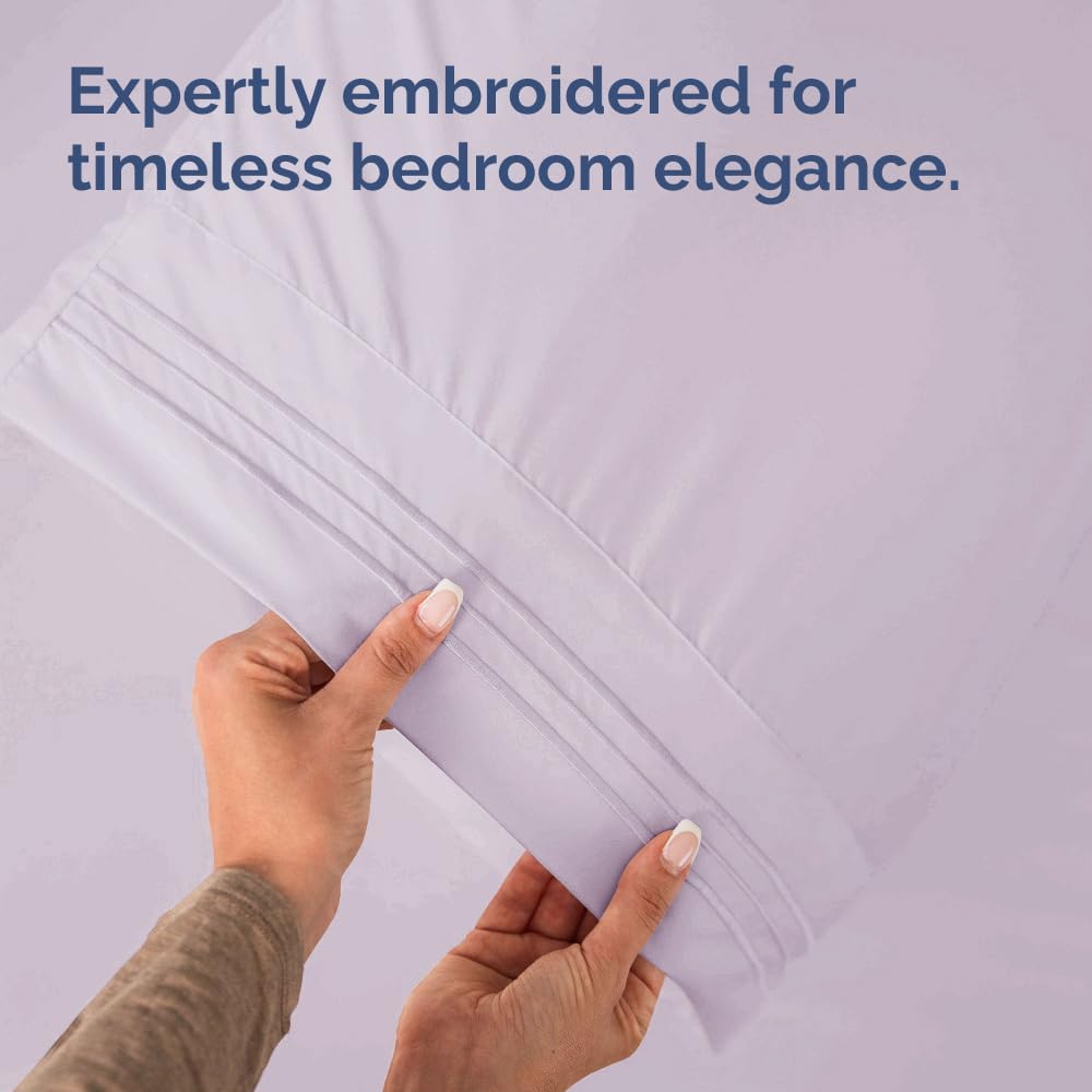 Skiennix Queen Pillow Cases Set of 4 | Ultra Soft Hotel Quality, Wrinkle-Free & Fade Resistant - Light Lavender