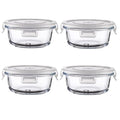 R.repad yay Small Round Glass Food Storage Containers With Lids, 1.5 Cup Round Meal Prep Bowls With Lids BPA-Free, Airtight Small Glass Food Containers for Microwave, Dishwasher, Freezer Safe-（4 pack）