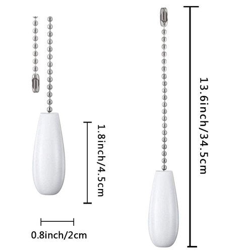 Akahttbn Ceiling Fan Chain Pulls Decorative Extension 12 Inches White Color Wooden Fan Pulls Set Ornaments for Ceiling Light Lamp 4 Pcs －Nickel