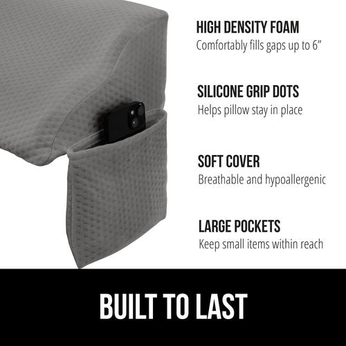 GORILLA GRIP Shoe Organizer & Headboard Gap Pillow Bundle - 24 Pockets Black & King Size Gray for Head and Neck Support