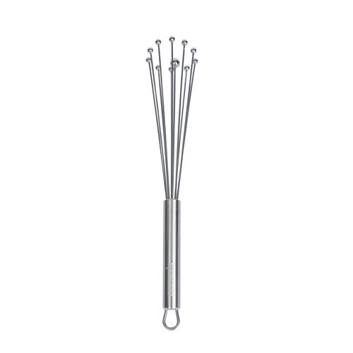 Restaurantware 10.5 in Stainless Steel Ball Whisk - German Standard Egg Beater with Ergonomic Handle, Dishwasher Safe - Manual Mixer Cooking Whisk for Baking, Stirring, Sauces, Beating