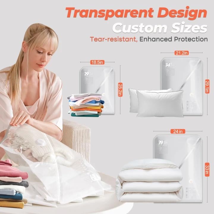 Vacbird Vacuum Storage Bags Set - 18 Pack with Rechargeable Wireless Pump | Large, Medium & Small Sizes for Clothing, Travel & Home
