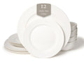 Square House New Bone China 12 Piece Dinnerware Set, Santorini Collection (Pure), White, Daily Use China, Tableware Service for 4