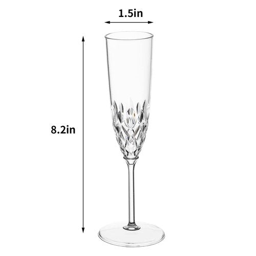 48 Pack Plastic Champagne Flutes, Shatterproof Reusable Fancy Crystal Clear Champagne Glasses, 5 oz Acrylic Unbreakable Elegant Party Drinking Cocktail Wine Glasses Wedding Birthday Bar Goblets