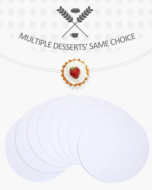 qiqee 9 Inch White Cake Boards Round 40-Packs Circles Rounds Base Food-Grade Cardboard Cake Plate(Thinner But Stronger)