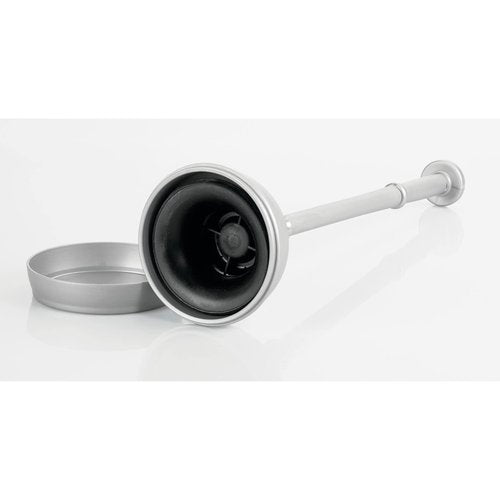 mDesign Plastic Modern Compact Toilet Plunger and Toilet Bowl Brush for Bathroom Storage Organization - Sturdy, Heavy Duty, Deep Cleaning Accessories - Hyde Collection - Set of 2 - Silver