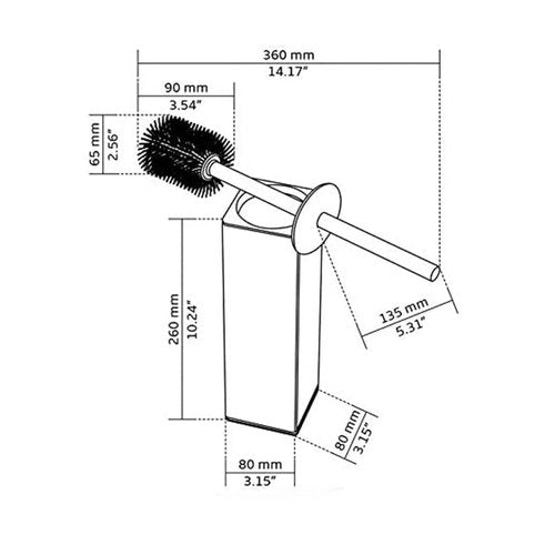 BGL Standing Toilet Brush and Holder GunGrey Aluminium Toilet Bowl Cleaner Brush and Holder for Bathroom Storage and Organization, Square Design Sturdy and Space Saving