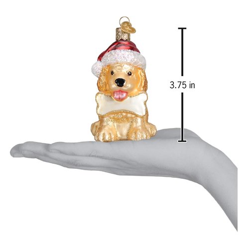 Old World Christmas Jolly Pup Glass Blown Ornament for Christmas Tree, Handcrafted Holiday Decoration, Festive Pet Collection