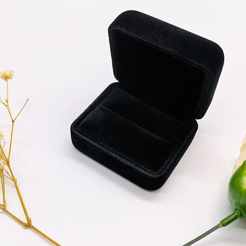 GBYAN 2 Pieces Velvet Ring Box, Jewelry Display Gift Box, Ring Case for Proposal,Engagement, Wedding,Black