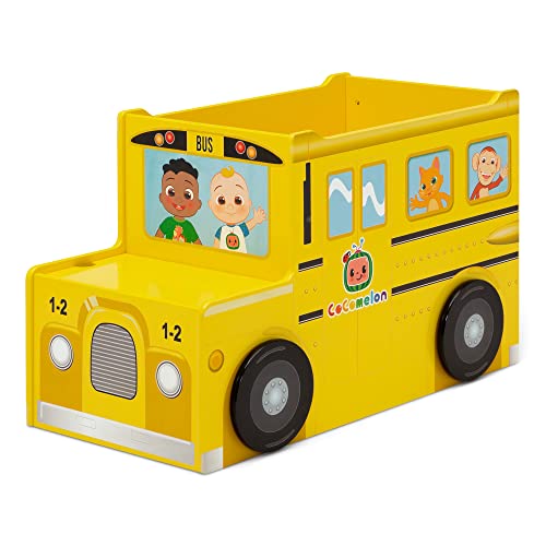 Delta Children CoComelon School Bus Toy Box + Delta Children CoComelon Plastic Toddler Bed (Bundle)