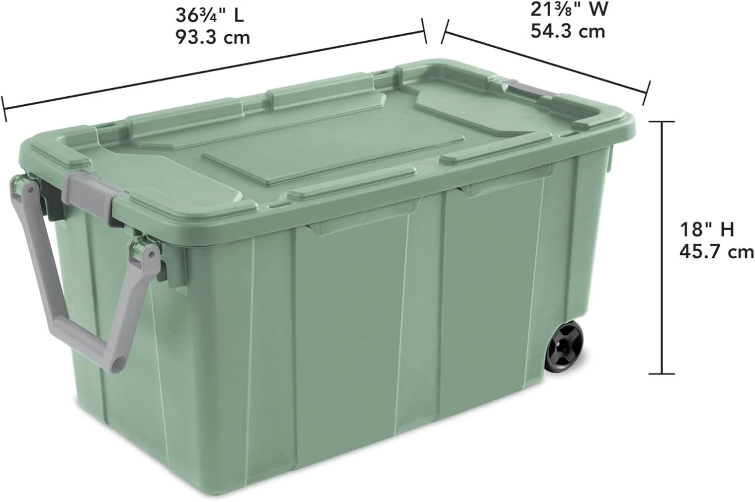 40 Gallon Storage Bin by [Brand Name] - Tough Wheeled Industrial Tote | Stackable Plastic Container, Green Sage - 2 Pack