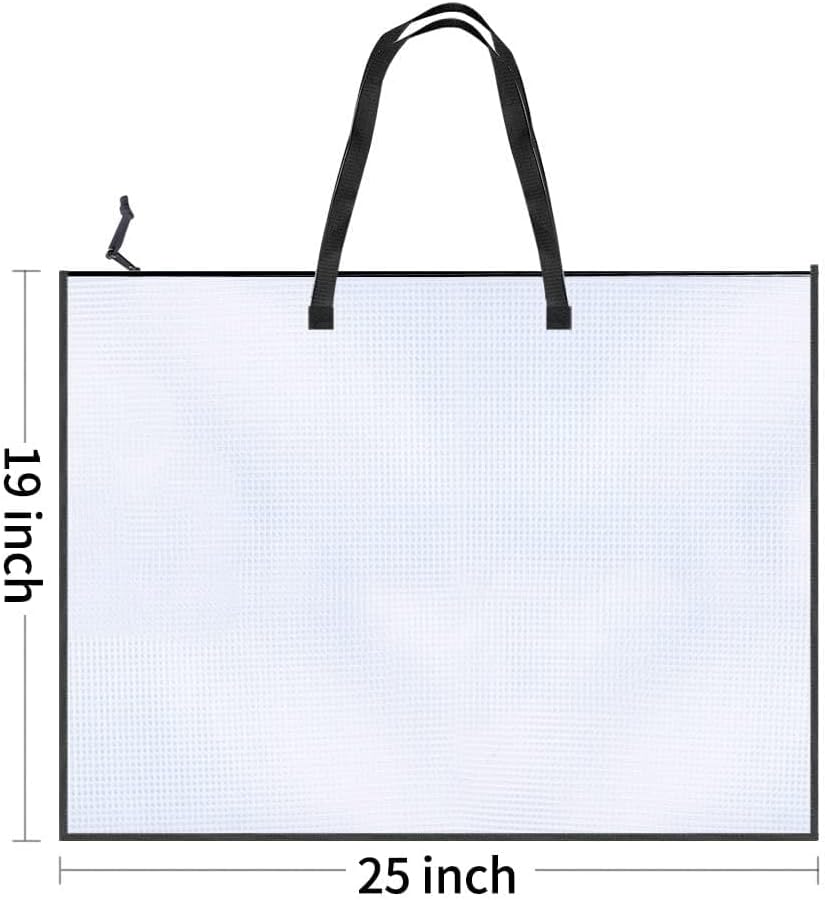 Opret Art Portfolio Bags - 4 Pack 19x25 Inch Vinyl Mesh Storage Cases with Handle & Zipper